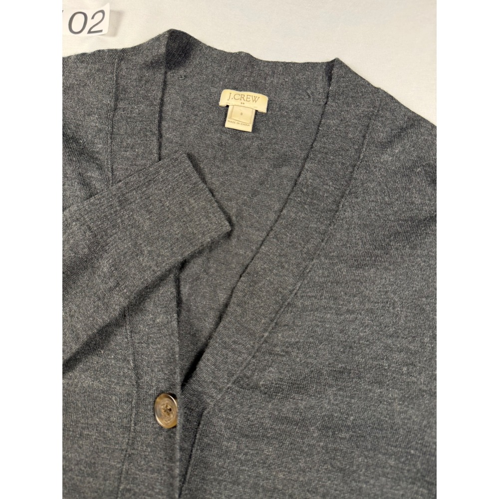 J.Crew Womens Gray Merino Wool Blend V-Neck Button Cardigan Sweater C8701 Small